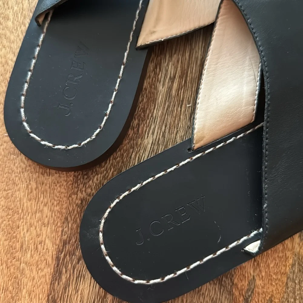 J. Crew Black Leather Sandals - Picture 2 of 4